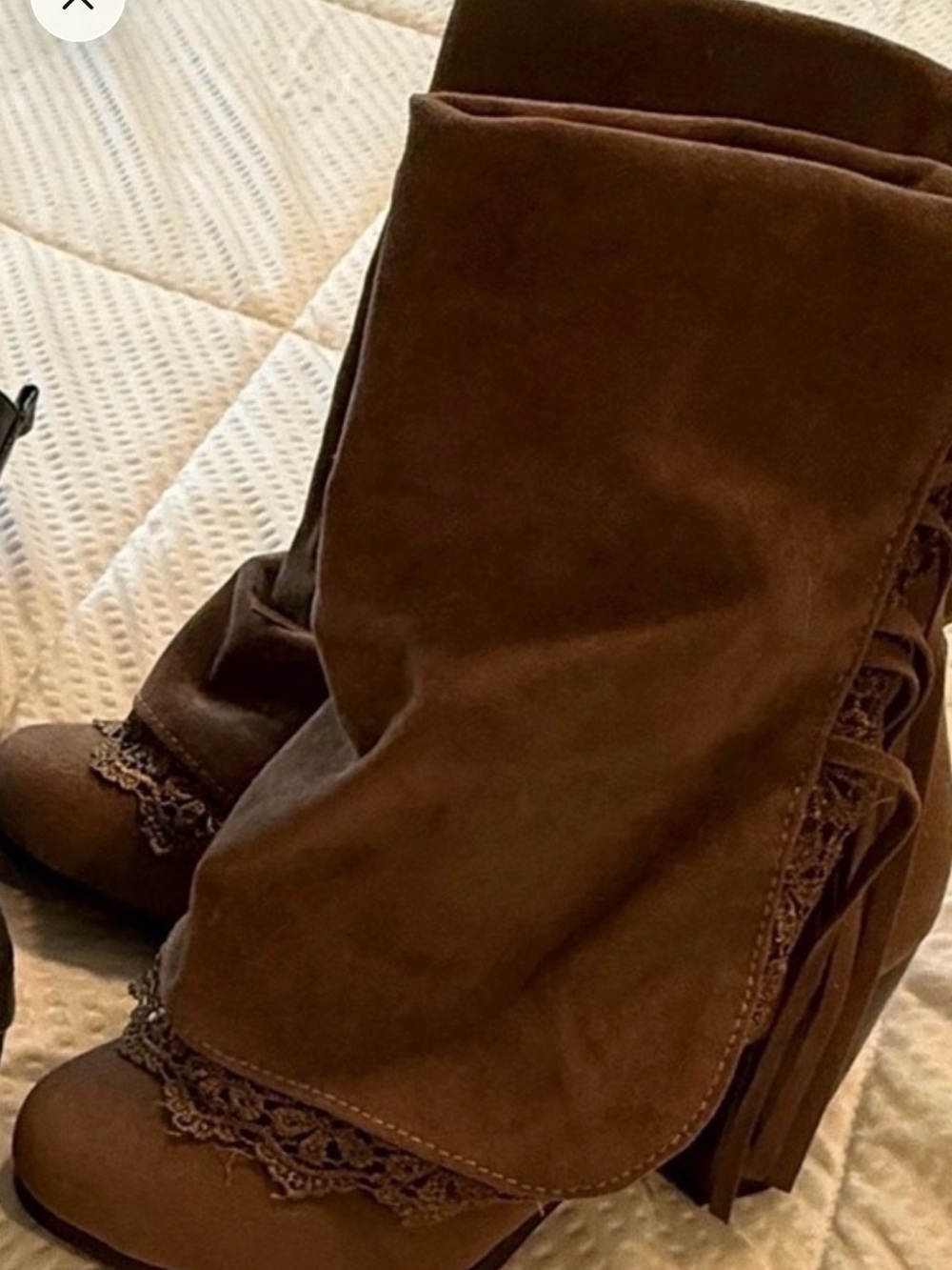 Women’s Brown Suede Fringe Ankle Booties